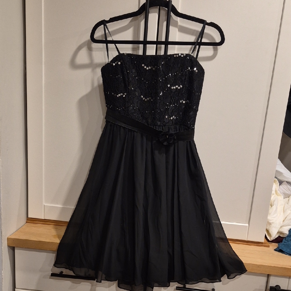 💙Jessica - Black Sequin Strapless Party Dress